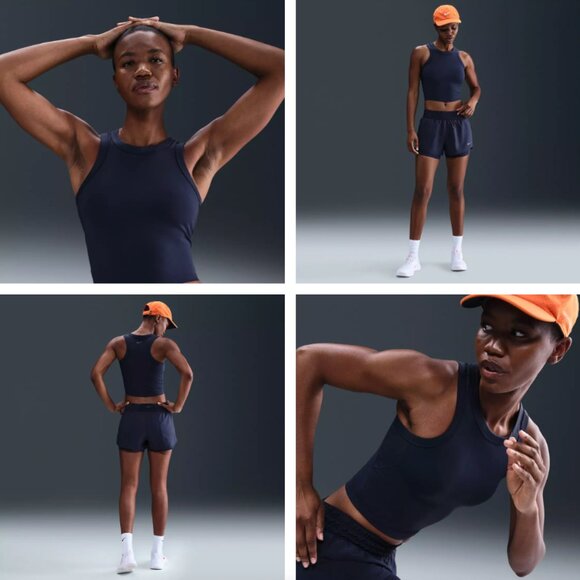 Nike One Fitted Women's Dri-FIT Cropped Tank Top Orange - Picture 8 of 9